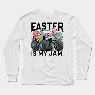 Happy Boys Easter Is My Jam Monster Truck Bunny Kids Women Long Sleeve T-Shirt